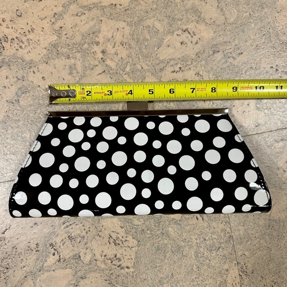 Neiman Marcus Black and White Polka Dot Clutch Evening Bag with Removable Strap - Picture 9 of 9